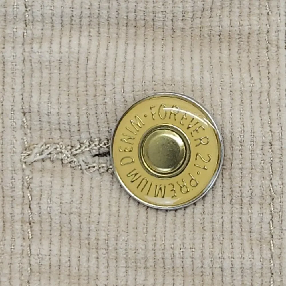 Forever 21 Corduroy‎ Mini Skirt 30 M Nude Stretch Button Preppy Twee Y2K 70s